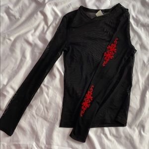 Lani black mesh shirt tribal pattern, goth look S